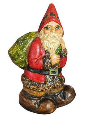 Vintage Vaillancourt Folk Art Santa Elf Figurine 1985 Christmas Chalkware Decor